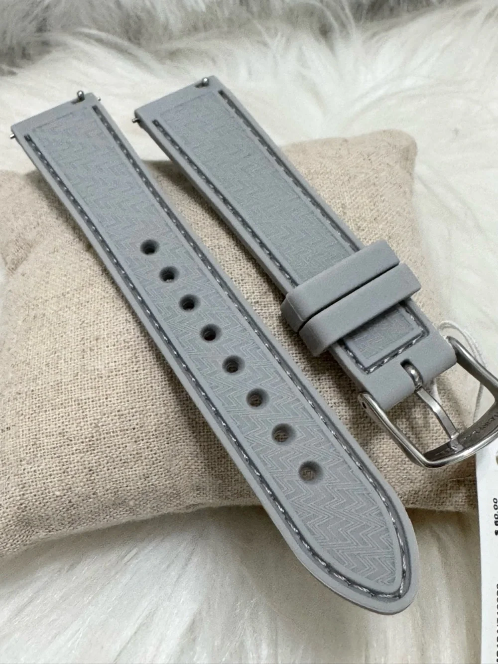 NEW wTags Michele 18MM Silicone Watch Band in Silver Grey - Picture 4 of 7